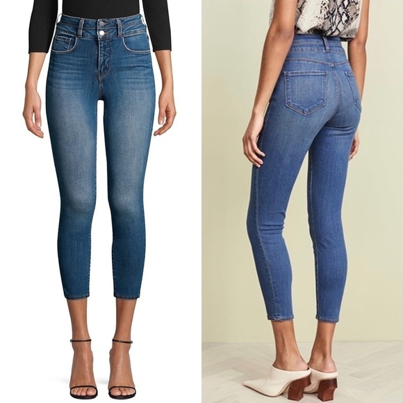 NEW L’AGENCE High Rise Stacked Waist Double Button Denim Skinny Ankle Jean 24 - Picture 5 of 12